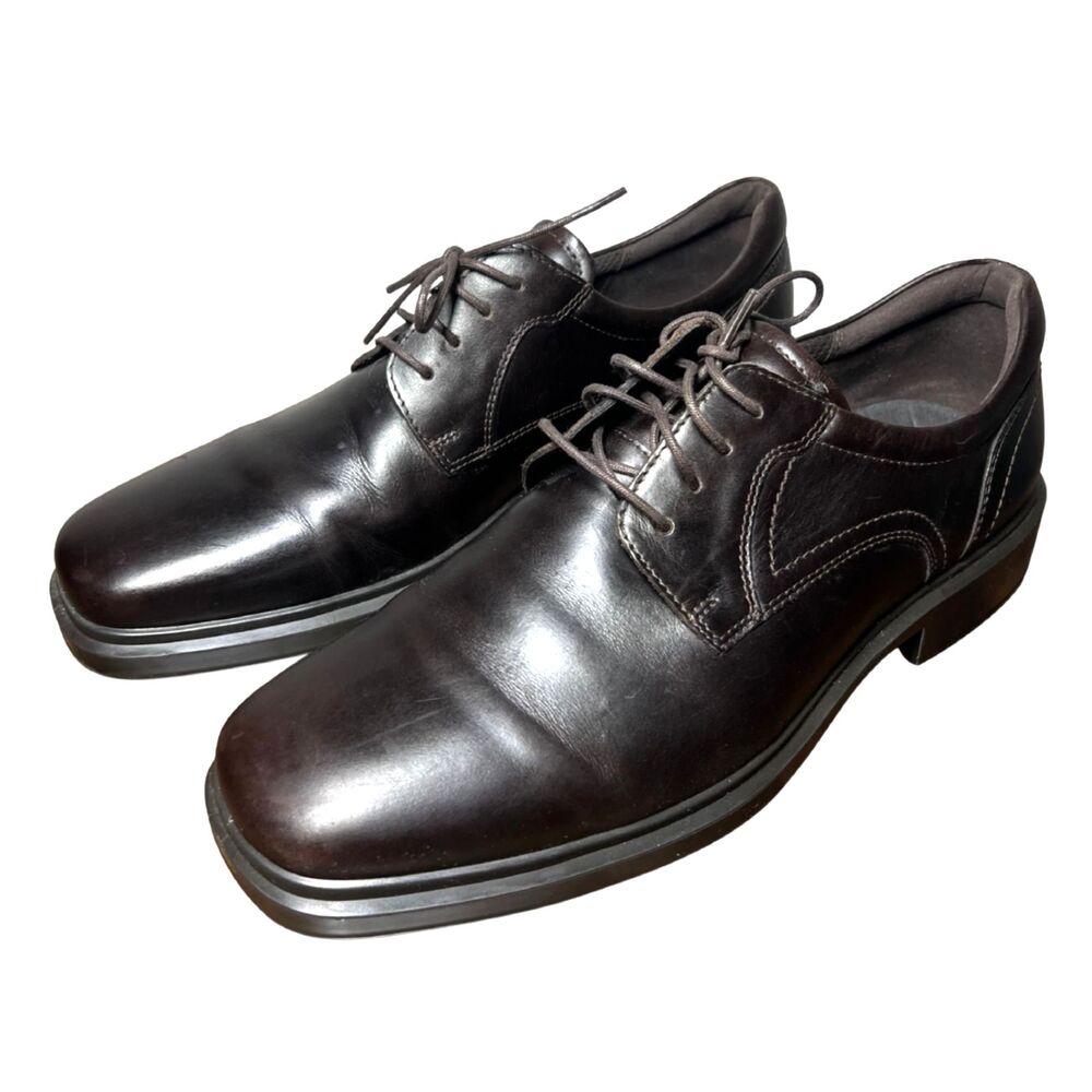 ECCO Men’s Leather Oxford Dress Shoes Brown US 10–10.5 Removable Dual Fit Insole